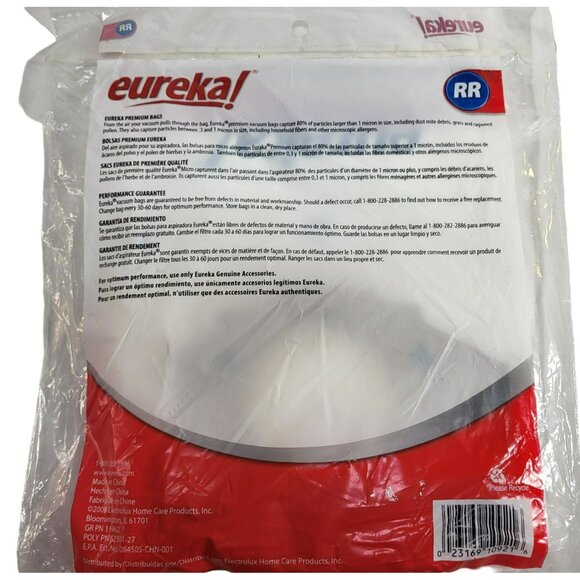Eureka Premium RR Vacuum Bags 3 Packs 3 Bags Per Pack 9 Bags Series 4800 61115A - Picture 4 of 9